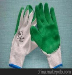 星宇翠绿皱纹胶手套,防护手套,劳保用品,线挂胶手套,侵胶手套